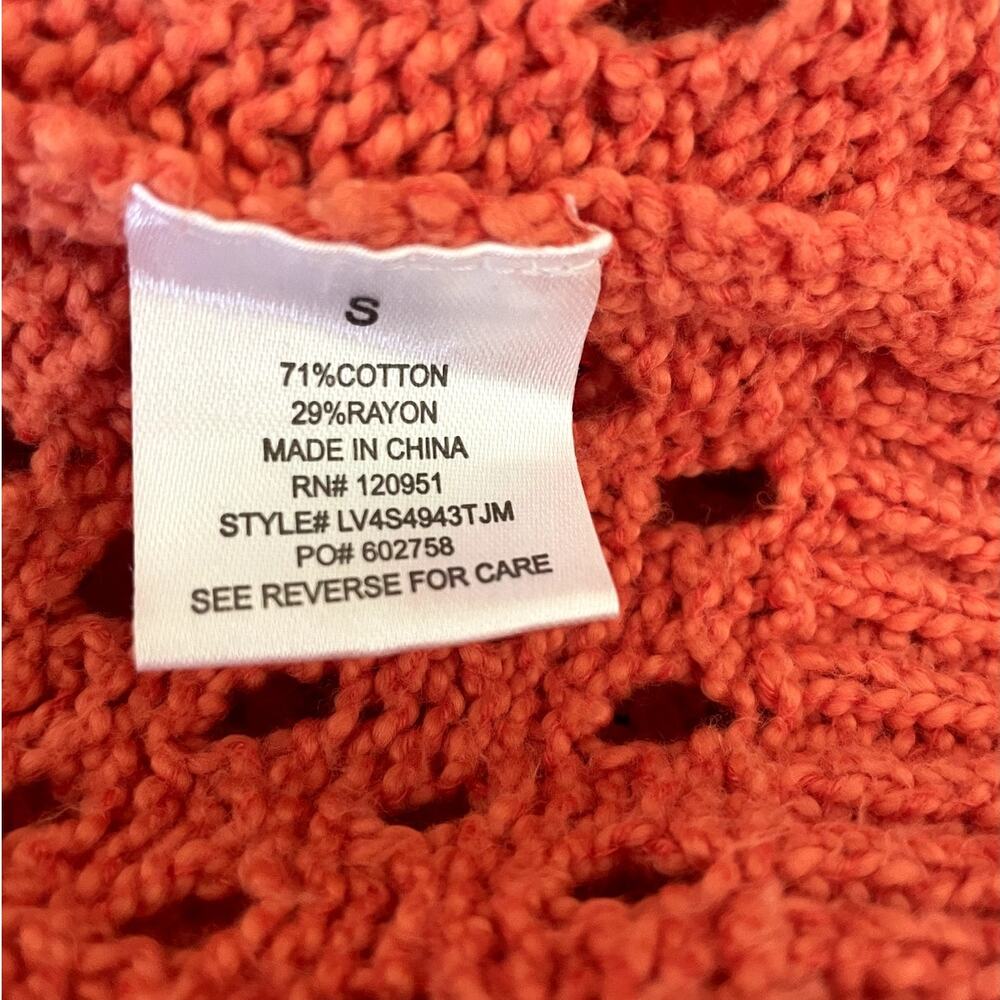 Olive & Oak Women Sweater S Orange Open Knit Beachy Coastal‎ Boho Cottage Chic - Picture 7 of 10